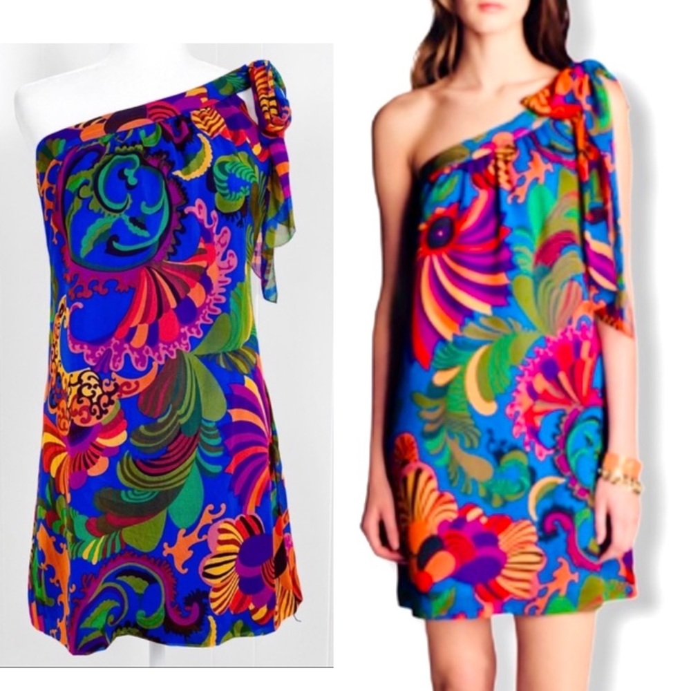 Trina Turk Silk Blue Coachella Printed Dress